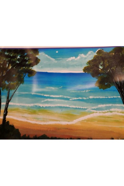 Beach sunset -(Canvas) WITH FRAME(TIGAR)-11"X15"